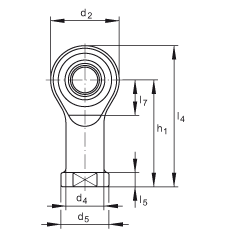 杆端轴承 GIKPSR5-PS, 根据 DIN ISO 12 240-4 标准，特种钢材料，带右旋内螺纹，免维护