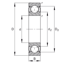 深沟球轴承 6202-C-2Z, 修正的内部结构（C 代），根据 DIN 625-1 标准的主要尺寸，两侧间隙密封