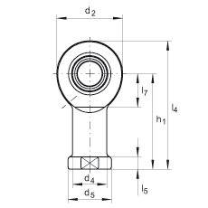 杆端轴承 GIL17-DO, 根据 DIN ISO 12 240-4 标准，带左旋内螺纹，需维护