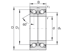 推力角接触球轴承 ZKLN2557-2RS-PE, 增加公差，双向，两侧唇密封