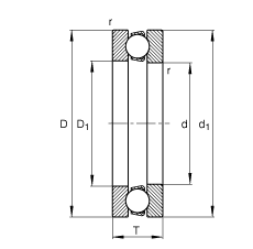 推力深沟球轴承 51318, 根据 DIN 711/ISO 104 标准的主要尺寸，单向，可分离