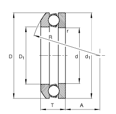 推力深沟球轴承 53201, 根据 DIN 711/ISO 104 标准的主要尺寸，单向，带球面轴承座圈，可分离
