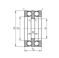 推力深沟球轴承 52308, 根据 DIN 711/ISO 104 标准的主要尺寸，双向，可分离