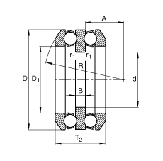 推力深沟球轴承 54322-MP + U322, 根据 DIN 711/ISO 104 标准的主要尺寸，单向，带球面轴承座圈和一个或两个座圈，可分离