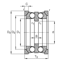 推力深沟球轴承 54306 + U306, 根据 DIN 711/ISO 104 标准的主要尺寸，单向，带球面轴承座圈和一个或两个座圈，可分离