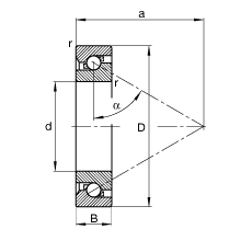 推力角接触球轴承 BSB040072-T, 单向，接触角 α = 60°，限制公差