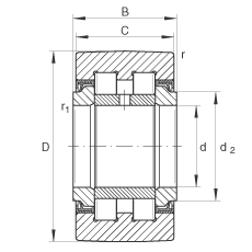 支撑型滚轮 PWTR45100-2RS, 满装滚子，轴向引导，两侧唇密封