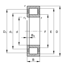圆柱滚子轴承 NUP2230-E-M1, 根据 DIN 5412-1 标准的主要尺寸, 定位轴承, 可分离, 带保持架