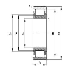 圆柱滚子轴承 N312-E-TVP2, 根据 DIN 5412-1 标准的主要尺寸, 非定位轴承, 可分离, 带保持架