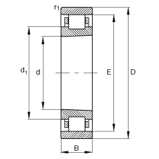圆柱滚子轴承 N1012-K-M1-SP, 浮动轴承，带锥孔，锥度 1:12，可分离，带保持架，减少的径向内部游隙，加严公差