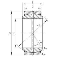 关节轴承 GE20-DO-2RS, 根据 DIN ISO 12 240-1 标准, 需维护，两侧唇密封