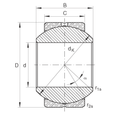 关节轴承 GE5-PB, 根据 DIN ISO 12 240-1 标准，尺寸系列 K，需维护