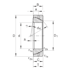 角接触关节轴承 GE130-SX, 根据 DIN ISO 12 240-2 标准，需维护