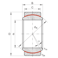 关节轴承 GE12-UK, 根据 DIN ISO 12 240-1 标准，免维护