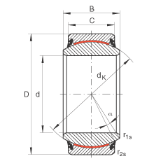 关节轴承 GE220-UK-2RS, 根据 DIN ISO 12 240-1 标准, 免维护，两侧唇密封