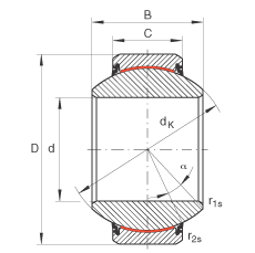 关节轴承 GE240-FW-2RS, 根据 DIN ISO 12 240-1 标准, 免维护，两侧唇密封