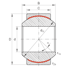 关节轴承 GE10-PW, 根据 DIN ISO 12 240-1 标准，尺寸系列 K，免维护