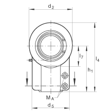 液压杆端轴承 GIHNRK63-LO, 根据 DIN ISO 12 240-4 标准，带右旋螺纹夹紧装置，需维护