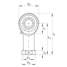 杆端轴承 GIKL30-PB, 根据 DIN ISO 12 240-4 标准，带左旋内螺纹，需维护