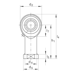 杆端轴承 GIKR8-PB, 根据 DIN ISO 12 240-4 标准，带右旋内螺纹，需维护