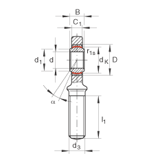 杆端轴承 GAR17-UK, 根据 DIN ISO 12 240-4 标准，带右旋外螺纹，需维护