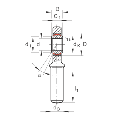 杆端轴承 GAL20-UK, 根据 DIN ISO 12 240-4 标准，带左旋外螺纹，需维护