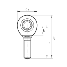 杆端轴承 GAR40-UK-2RS, 根据 DIN ISO 12 240-4 标准，带右旋外螺纹，免维护，两侧唇密封
