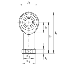 杆端轴承 GIKR5-PW, 根据 DIN ISO 12 240-4 标准，带右旋内螺纹，需维护