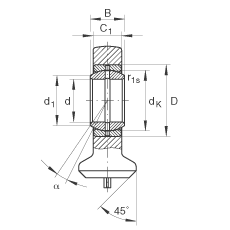 液压杆端轴承 GK20-DO, 根据 DIN ISO 12 240 标准，带焊接面，需维护