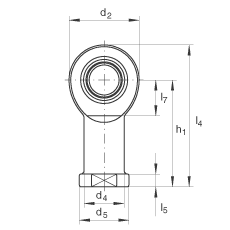 杆端轴承 GIR35-UK-2RS, 根据 DIN ISO 12 240-4 标准，带右旋内螺纹，免维护，两侧唇密封