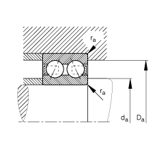 角接触球轴承 30/5-B-TVH, 双列，接触角 α = 25°