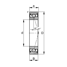 主轴轴承 HSS71914-C-T-P4S, 调节，成对安装，接触角 α = 15°，两侧唇密封，非接触，加严公差