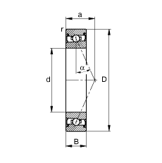 主轴轴承 HSS71919-E-T-P4S, 调节，成对安装，接触角 α = 25°，两侧唇密封，非接触，限制公差