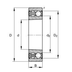 自调心球轴承 2213-K-2RS-TVH-C3, 根据 DIN 630 标准的主要尺寸, 锥孔，锥度 1:12，两侧唇密封