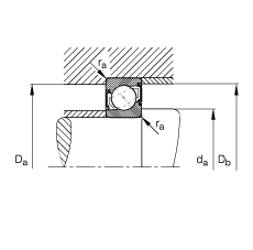 角接触球轴承 7008-B-2RS-TVP, 接触角 α = 40°, 两侧唇密封