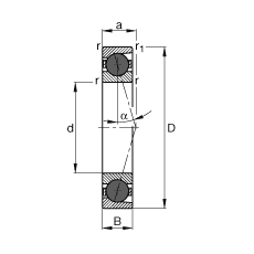 主轴轴承 HCB71905-C-T-P4S, 调节，成对或单元安装，接触角 α = 15°，陶瓷球，限制公差