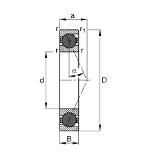 主轴轴承 HCB7015-E-T-P4S, 调节，成对或单元安装，接触角 α = 25°，陶瓷球，限制公差