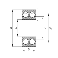 深沟球轴承 4305-B-TVH, 根据 DIN 625-3 标准的主要尺寸，双列