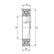 主轴轴承 HS7006-C-T-P4S, 调节，成对安装，接触角 α = 15°，限制公差