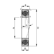 主轴轴承 HCB71917-C-2RSD-T-P4S, 调节，成对或单元安装，接触角 α = 15°，陶瓷球，两侧唇密封，非接触，限制公差