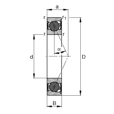 主轴轴承 HCB71917-E-2RSD-T-P4S, 调节，成对或单元安装，接触角 α = 25°，陶瓷球，两侧唇密封，非接触，限制公差