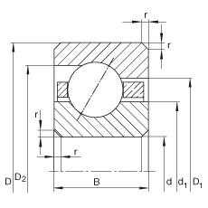 薄截面轴承 CSED070, 角接触球轴承，类型E，运行温度 -54°C 到 +120°C