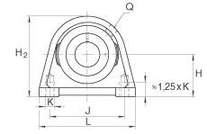 直立式轴承座单元 PSHE20-N, 铸铁轴承座，带偏心锁圈的外球面球轴承，P 型密封