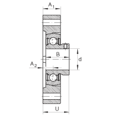 轴承座单元 FLCTEY40, 带两个螺栓孔的法兰的轴承座单元，铸铁， 内圈带平头螺钉， P 型密封，无再润滑结构