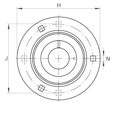 轴承座单元 RAY12, 带三个/四个螺栓孔的法兰的轴承座单元，钢板， 内圈带平头螺钉， P型密封