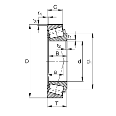 圆锥滚子轴承 30218-A, 根据 DIN ISO 355 / DIN 720 标准的主要尺寸，可分离，调节或成对