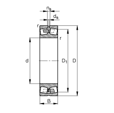 调心滚子轴承 24180-B, 根据 DIN 635-2 标准的主要尺寸