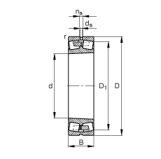 调心滚子轴承 23168-B-K-MB, 根据 DIN 635-2 标准的主要尺寸, 锥孔，锥度 1:12