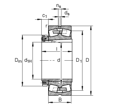 调心滚子轴承 230/800-K-MB + H30/800, 根据 DIN 635-2 标准的主要尺寸, 带锥孔和紧定套