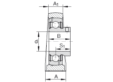 直立式轴承座单元 PASEY1/2, 铸铁轴承座，外球面球轴承，根据 ABMA 15 - 1991, ABMA 14 - 1991, ISO3228 内圈带有平头螺栓，P型密封，英制